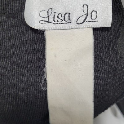 VTG Lisa Jo Dark Green Short Sleeve Tie Back Gold Buttoned Dress Small S