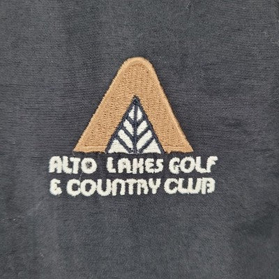 Alto Lakes Golf & Country Club Black Nylon Zip Windbreaker Jacket Size Large L