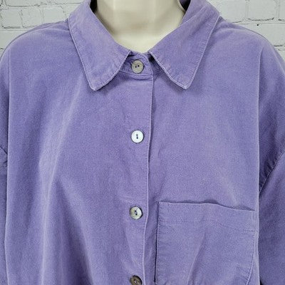 Kathleen Sommers Purple Corduroy Stretch Long Sleeve Shirt USA Made Plus Size 2