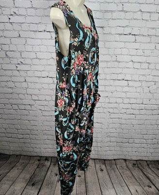 VTG Mainberry Inc Los Angeles Multicolor Floral Sleeveless Tapered Jumpsuit US L