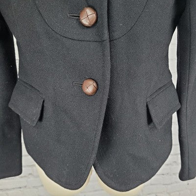 J.CREW Black Wool Blend Brown Buttoned Lined Collared Pockets Jacket 2