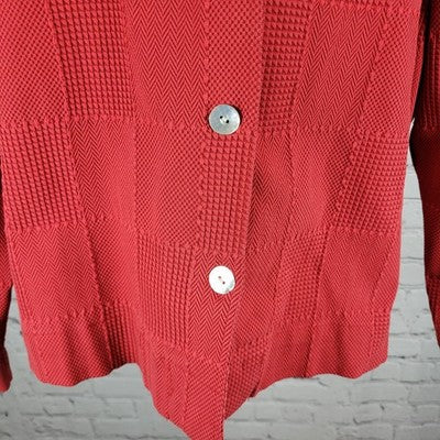 Coldwater Creek Red Cotton Blend Stretch Check Buttoned Over Shirt Size XL