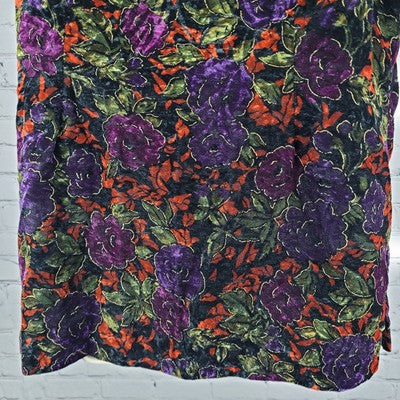 VTG Maren Multicolor Velvety Metallic Floral Toggle Vest USA Made Size Medium M