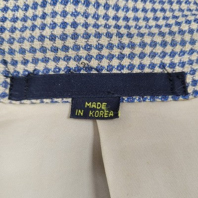 The Texas Clothier Blue Beige Silk Wool Check 2 Button Blazer Sport Coat 41R