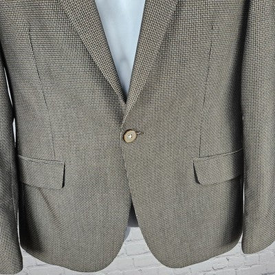 Owen Men’s Brown 1 Button Double Vented Peak Stretch Blazer Sport Coat 48 US 38