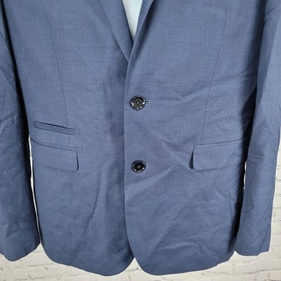 Express Photographer Navy Wool Blend Fitted 2 Button Notch Blazer Sport Coat 40R
