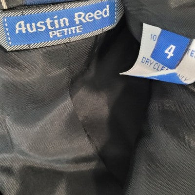 Austin Reed Black Striped 100% Worsted Wool Peak Blazer Jacket USA Petite 4P
