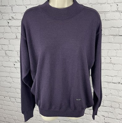 Blue Drake Purple Merino Wool Blend Knit Sweater Italy Made Size Medium M