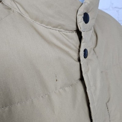 VTG Windbreaker Tan Down Fine Feather Insulated Snap Puffer Jacket M *zipper