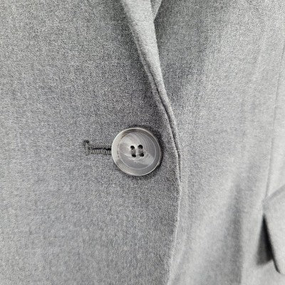 Ann Taylor Grey Stretch 1 Button Notch Faux Pockets Blazer Suit Jacket Size 2