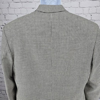 VTG Brandini Black Ivory Check 2 Button Ventless Notch Blazer Sport Coat 40