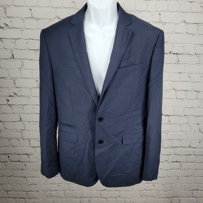 Express Photographer Navy Wool Blend Fitted 2 Button Notch Blazer Sport Coat 40R