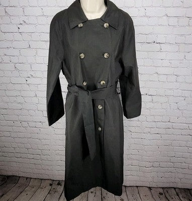 Caara Black Double Breasted Buttoned Belted Lightweight Trench Pea Coat Small S
