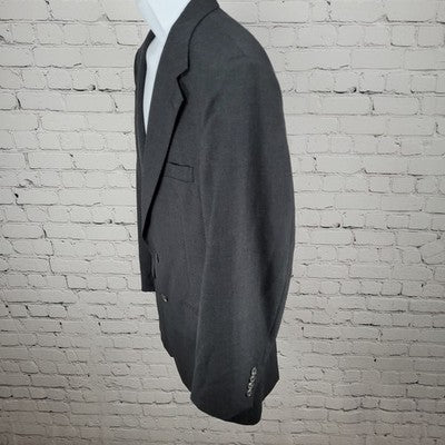 VTG Perlis Grey 100% Wool 2 Button Notch Blazer Sport Coat USA Made Size 42
