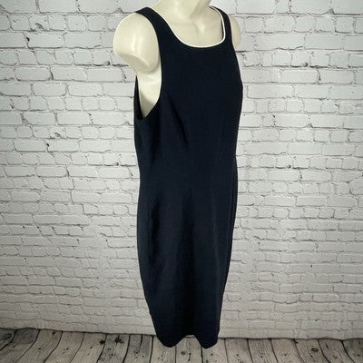 Rena Rowan Saville Black Sleeveless Square Neck Zipped Lined Shift Dress Size 10