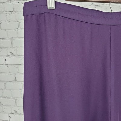 Coldwater Creek Purple High Rise Wide Leg Side Slits Pants Petite 12P (34x27)