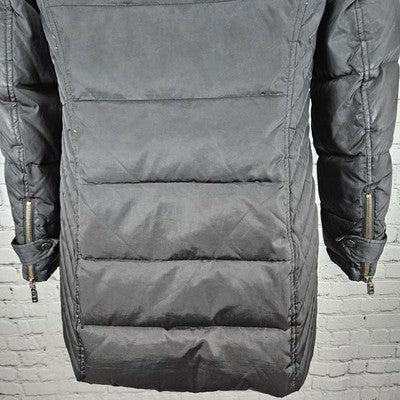 Kenneth Cole Black Down Feathers Insulated Zip Puffer Jacket Coat Parka Small S