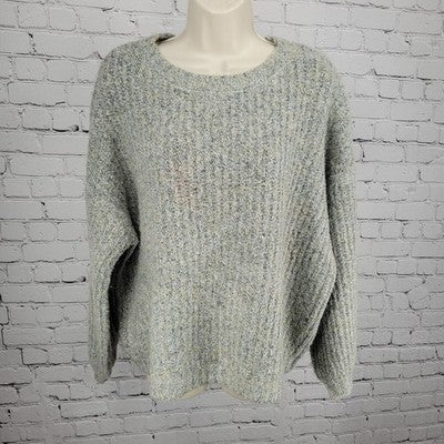World Market Grey Crew Neck Pullover Balloon Sleeve Oversized Knit Sweater O/S