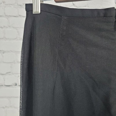 VTG JS Collections Black Mesh Overlay Wide Leg High Rise Pants 6P (27x30)