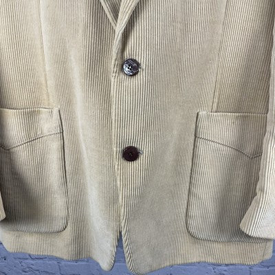 Richman Tan Corduroy 2 Button Vented Blazer Sport Coat Poland Made Size 46L