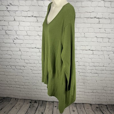 NWD Westbound Green Knit Ribbed Pullover V Neck Stretch Sweater Size 2X
