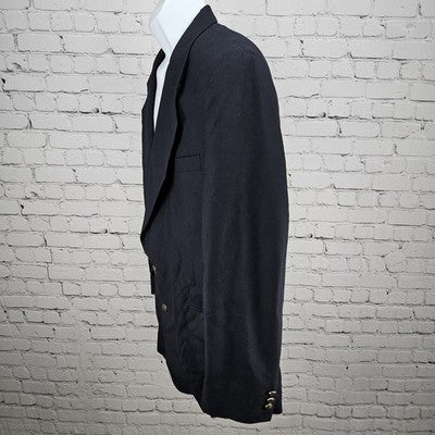 VTG Oscar De La Renta Navy 2 Button Ventless Notch Classic Blazer Sport Coat 42R