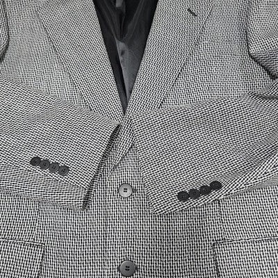 Jones New York Black Grey 100% Wool 2 Button Notch Blazer Sport Coat 42R