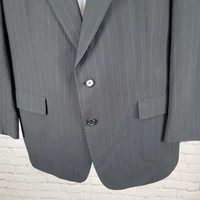 Hart Schaffner Marx Black 100% Wool Softly Tailored Blazer Sport Coat USA 44R