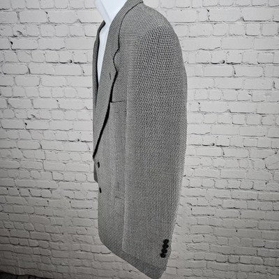 Jones New York Black Grey 100% Wool 2 Button Notch Blazer Sport Coat 42R