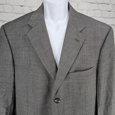 Stafford Grey 100% Wool 3 Button Ventless Notch Blazer Suit Sport Coat 42L