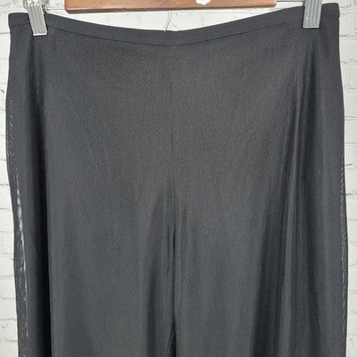 VTG JS Collections Black Mesh Overlay Wide Leg High Rise Pants 6P (27x30)