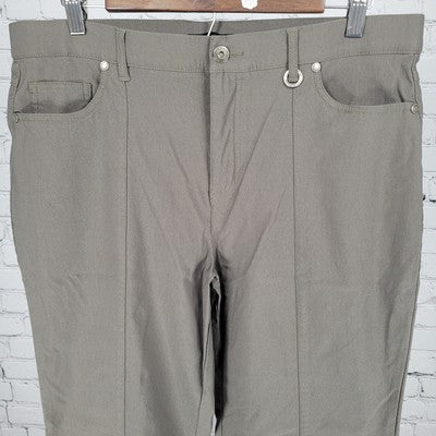 Ur Rebel Green Grey High Rise Lightweight Stretch Straight Pants Size 16 (34x31)
