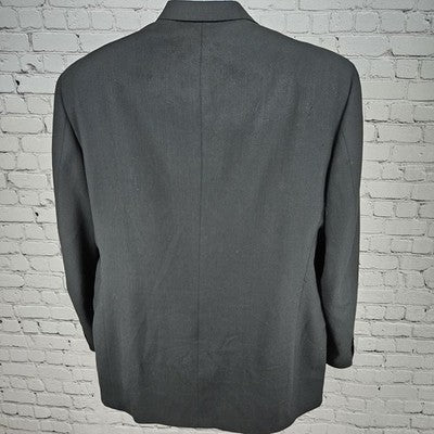 VTG Austin Reed Black 100% Wool 3 Button Ventless Blazer Sport Coat USA 44R