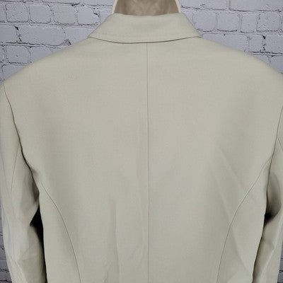 Avenue Beige 3 Button Single Vented Peak Blazer Jacket Size Large L