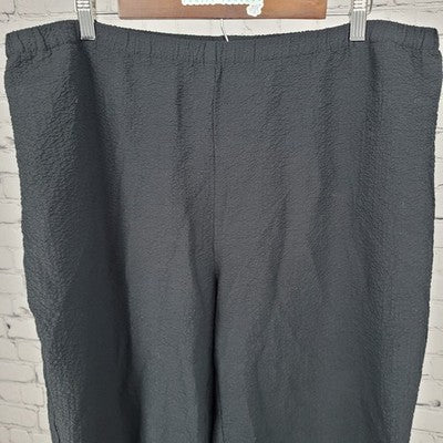 Orvis Black Textured Lightweight High Rise Pull On Straight Leg Pants 36x27.5