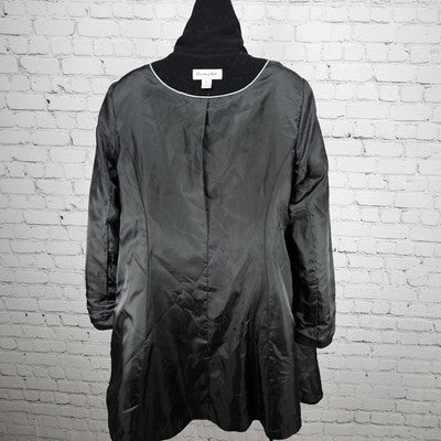 Preston & York Black Wool Blend Button Bow Collar Lined Over Coat 12 *defects