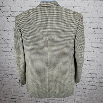The Texas Clothier Blue Beige Silk Wool Check 2 Button Blazer Sport Coat 41R