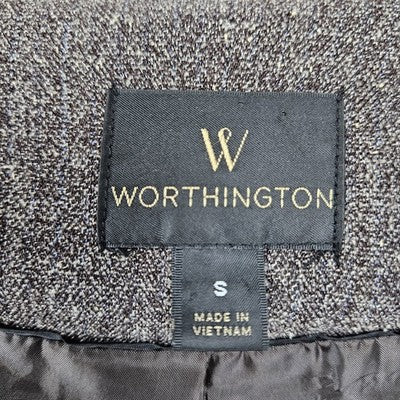 Worthington Brown 1 Button Jacket 2 Piece Slit Suit Set Outfit Small S Skirt 6