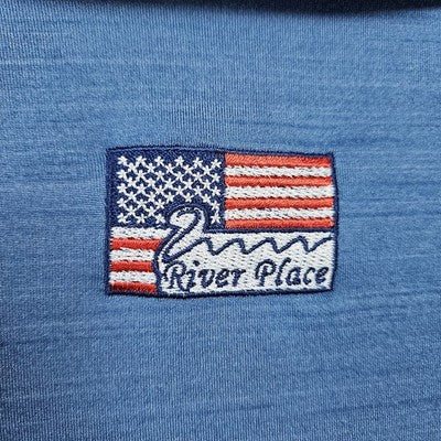 Puma River Place 2021 MGA RP Cup Blue Golf USA Flag Logo Polo Shirt Medium M