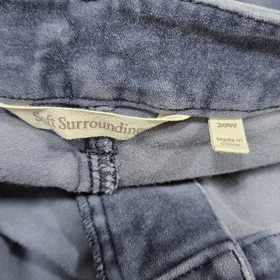 Soft Surroundings Blue Velveteen Stretch Straight Leg Ankle Pants 20W (40x26.5)