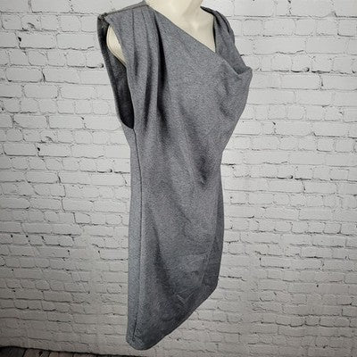 Selected Femme Grey Shoulder Zip Short Sleeve Cowl Neck Short Dress Size Large L