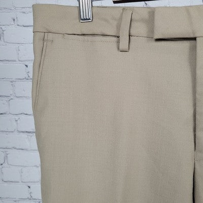 Louis Raphael Luxe Tan Wool Blend Stretch Slim Fit Flat Front Pants Size 35x30