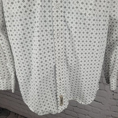 Rafter C White Black Cowboy Collection Pearl Snap Long Sleeve Shirt Medium M