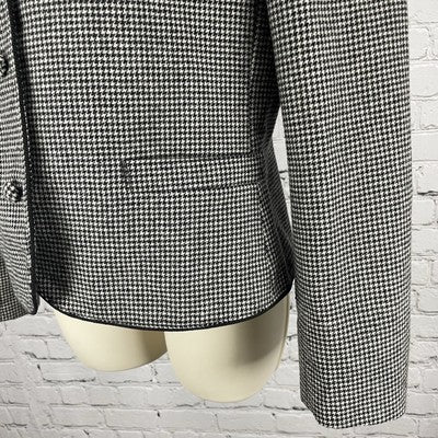 VTG Sasson Black & White Wool Blend Houndstooth Buttoned Jacket Size 12/13