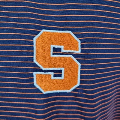 Syracuse University Navy Red Striped Logo Short Sleeve Polo Shirt Size Small S