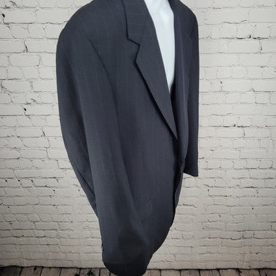 VTG Evan Picone Blue Wool Pinstriped 2 Button Blazer Sport Coat USA Made Size 44