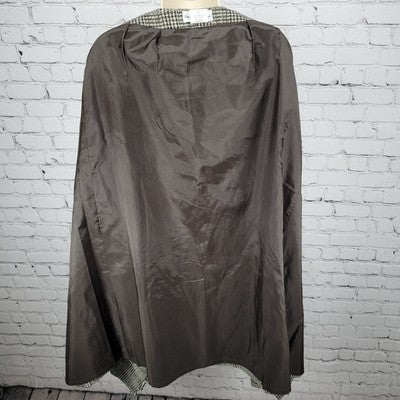 VTG Harve Benard Sport 100% Wool Woven Fringe Buttoned Lined Poncho Coat Size 14