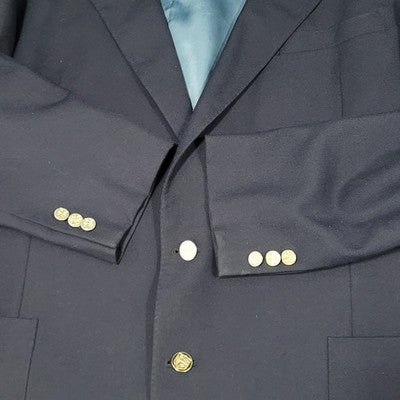 VTG MW Navy Wool Blend 2 Button Vented Notch Blazer Sport Coat USA Size 50L