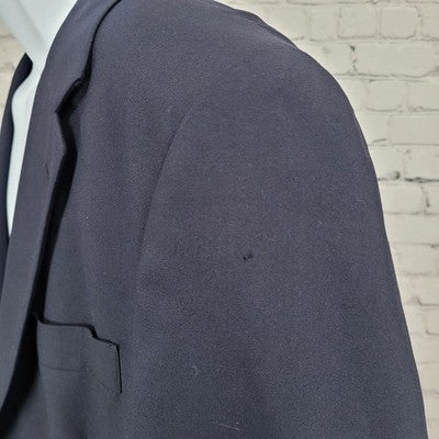 Jos A Bank Navy 100% Wool 2 Button Single Vented Notch Blazer Sport Coat 42R