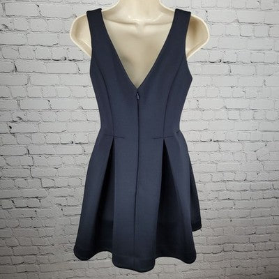 Ali Ro Navy Ponte Stretch Pleated Sweetheart Sleeveless Mini A-Line Dress 2